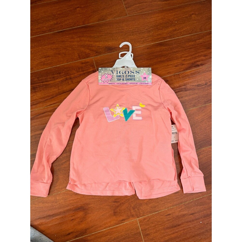 VIGOSS Girls 2-Piece Graphic Tee & Shorts Set M